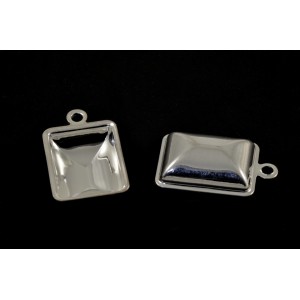 19x12mm rectangle setting silver plated pendant 